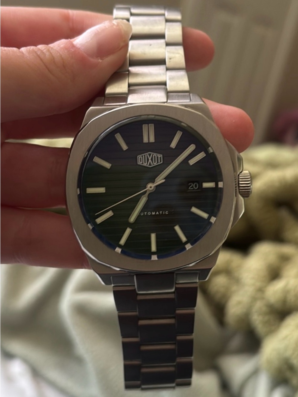 Automatic Men's Watch - Black Dial, Silver Bracelet